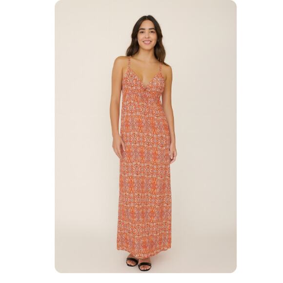 Helen Jon SZ S Gypsy Dress Maxi Dress Swim Cover Up Swim Dress Red Mallorca - Picture 1 of 7